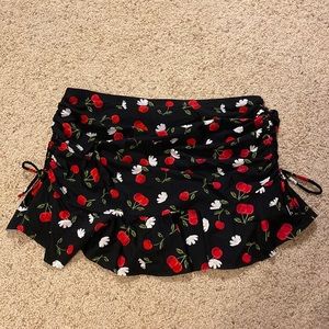 Torrid cherry high waisted ruched swim skirt